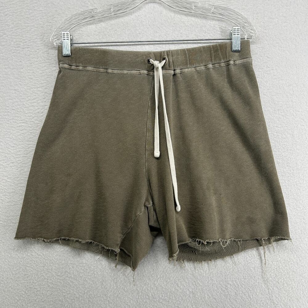 JAMES PERSE Shorts Womens 2 Fleece Sweat Lounge Raw Hem Supima Cotton Green USA